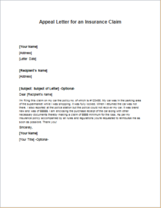 Insurance denial appeal letter template picture