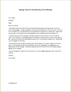 Apology Letter For Not Attending Church Meeting Writeletter2 Com