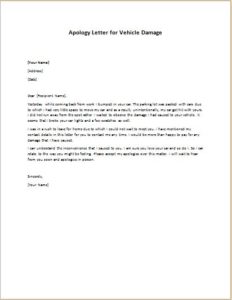 Apology Letter for Vehicle Damage | writeletter2.com