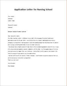 Application Letter for Nursing School | writeletter2.com