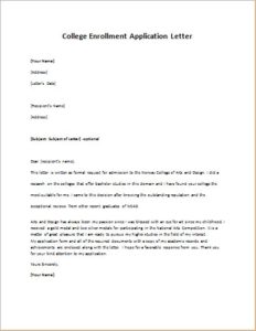 Application letter for college enrollment