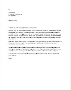Warning Letter For Unprofessional Behavior Writeletter2 Com