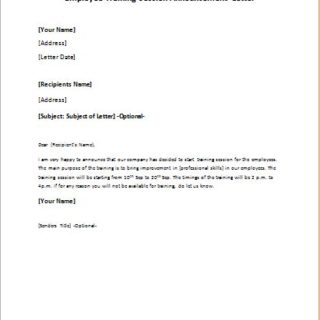 Announcement Letter for Training Session | writeletter2.com