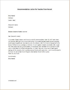 Teacher recommendation letter help