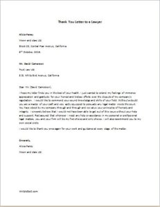 Thank You Letter to a Lawyer | Letter Templates ...