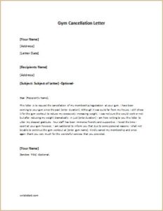 Gym Membership Termination Letter from writeletter2.com