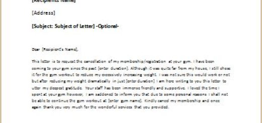 Gym Cancellation Letter Writeletter2 Com