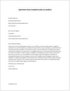 Apartment Noise Complaint Letter to Landlord ...