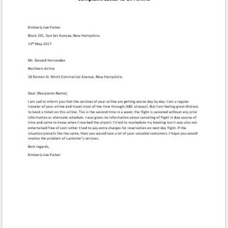 Complaint Letter for Flight Cancellation | writeletter2.com