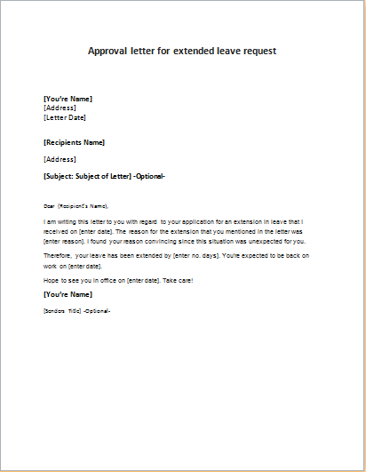 Approval Letter For Leave Of Absence 8800