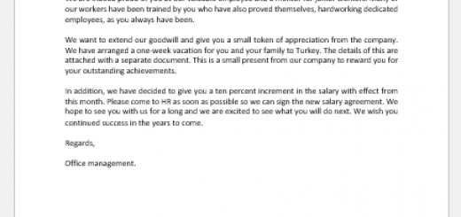 Congratulation Letter to an Employee on his Job Anniversary