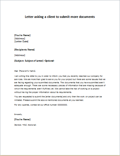 application letter for document submission