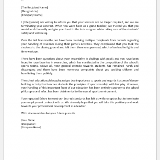 Letter of Termination of an Employee