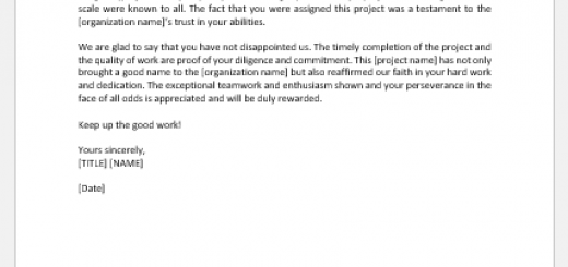 Letter to Appreciate an Employee for a Successful Project