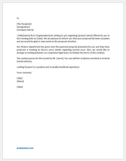 Project Acceptance Letter Samples | writeletter2.com