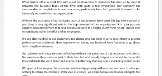 Business anniversary announcement letter to customers