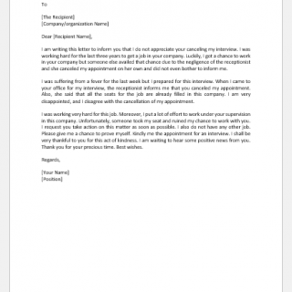Disagreement Letter Concerning a Cancelled Appointment