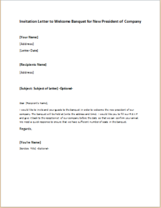 Invitation Letter To Welcome Banquet For New President Of Company Writeletter2 Com