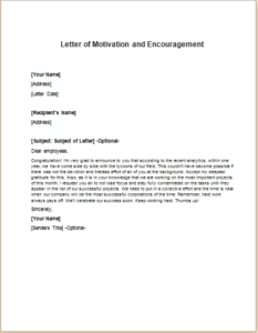 Letter of Motivation and Encouragement to Employees ...