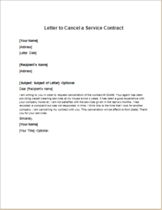 Letter to Cancel a Service Contract