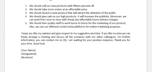 Letter to Suggest a Solution to a Company’s Problem