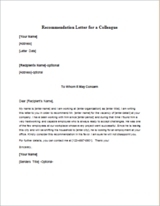 Recommendation Letter for a Colleague