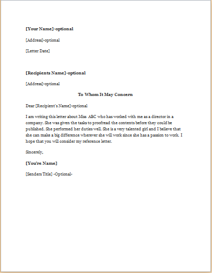 Co Worker Letter Of Recommendation Template from writeletter2.com