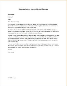 Apology Letter for Accidental Damage