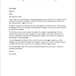 Apology Letter for Bad Behavior with Colleague