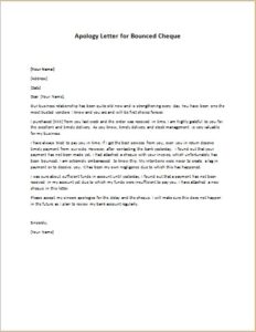 Apology Letter for Bounced Cheque