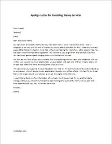 Apology Letter for Cancelling Nanny Services