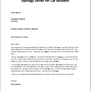 Apology Letter for Car accident