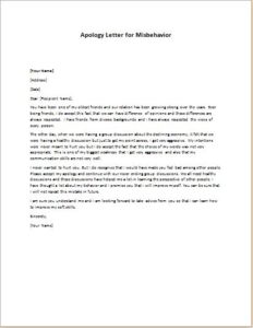 Apology Letter for Misbehavior