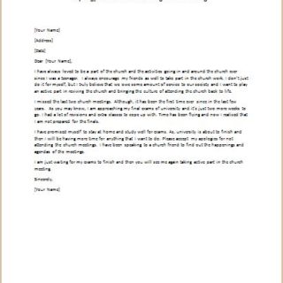 Apology Letter for Not Attending Church Meeting