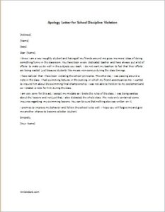 Apology Letter for School Discipline Violation | writeletter2.com