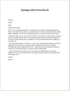 Apology Letter from Church