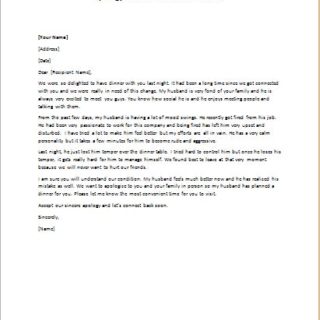 Apology Letter on Behalf of Partner