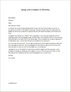 Apology Letter to Neighbor for Mistreating