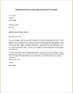 Disagreement Letter Concerning the Dismissal of a Coach