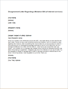 Disagreement Letter Regarding a Mistaken Bill