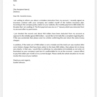 Disagreement Letter Regarding a Mistaken Deduction