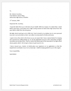 Transcript Key Letter High School Transcript Request Letter | writeletter2.com