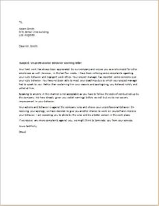 Warning letter for unprofessional behavior