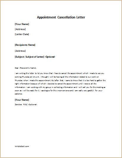 Appointment Cancellation Letter