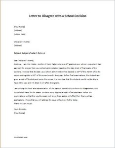 Letter to Disagree with a School Decision | writeletter2.com