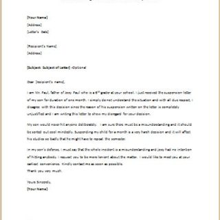 School Suspension Letter