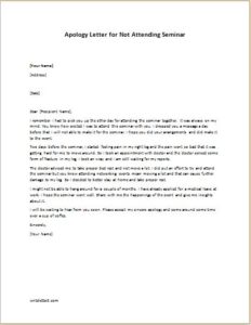 Apology letter for not attending a seminar