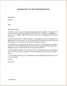 Apology Letter For Not Attending Seminar Writeletter2 Com