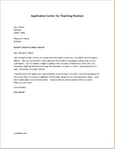 Application Letter for Teaching Position | writeletter2.com