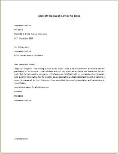 Requesting Days Off Letter from writeletter2.com